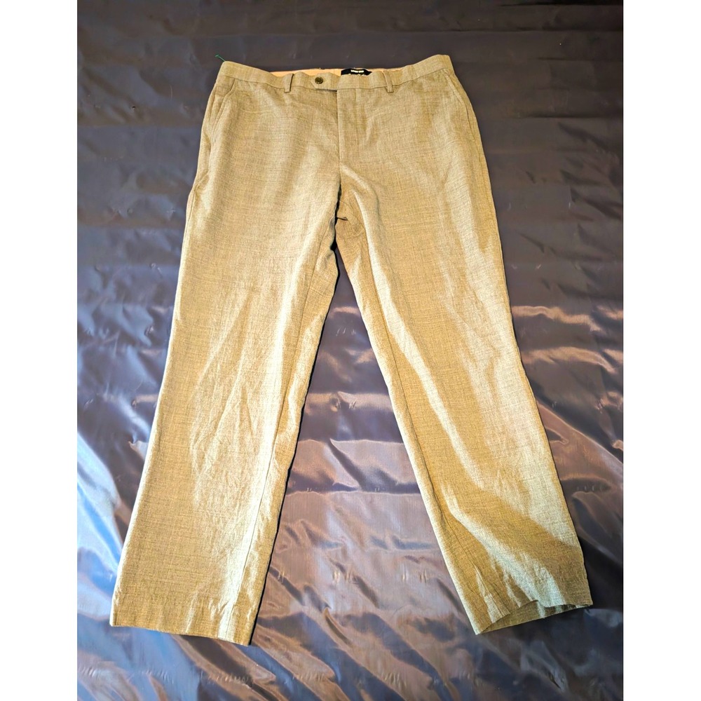 Lands' End Mens 36 Gray Wool Slim Flat Front Straight Dress Pants 36x29